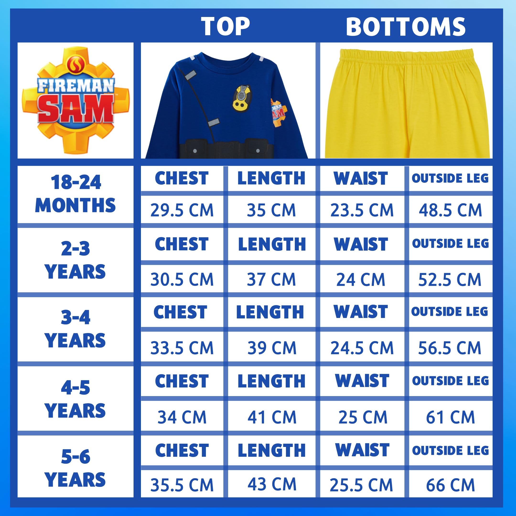Fireman Sam Chłopcy Nowość Ubieranka Piżama Dzieci Pełnowymiarowy Postać Pjs Rozmiar