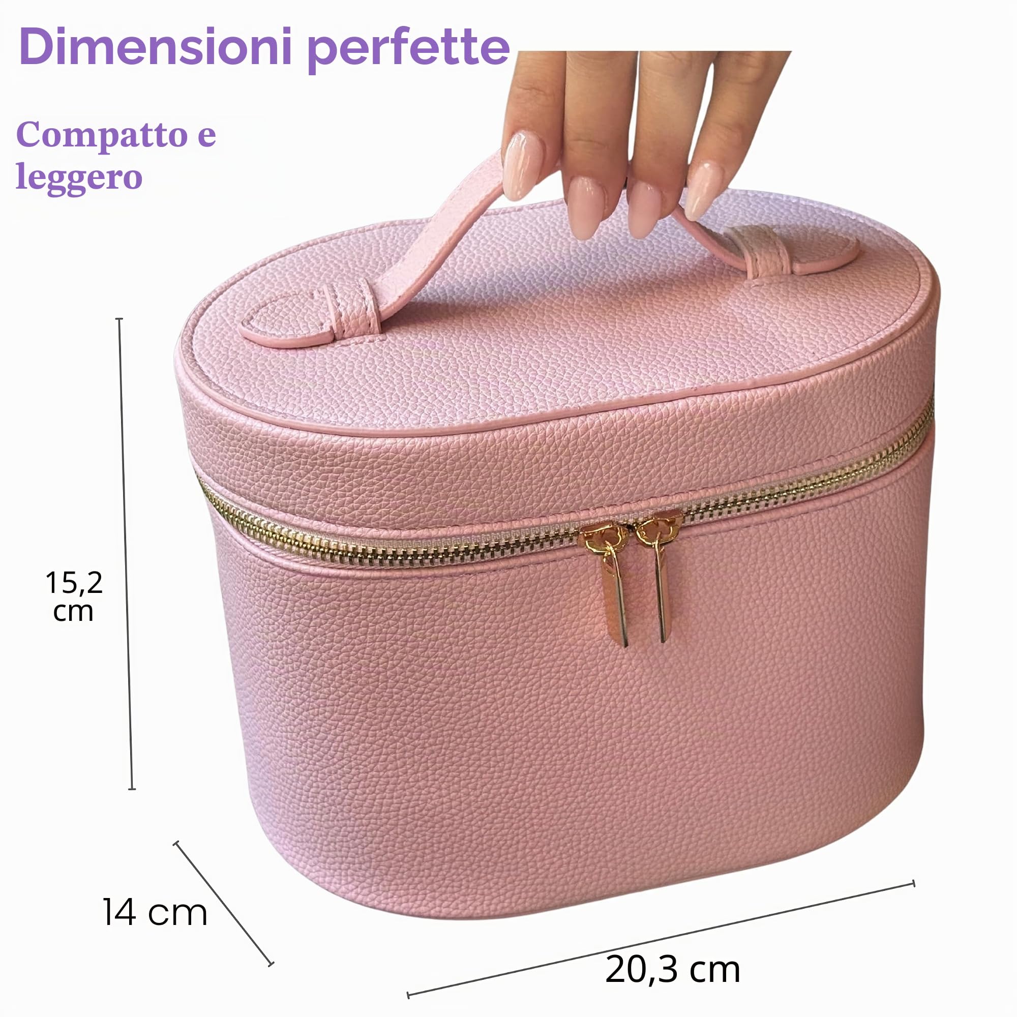JAZD Beauty case per trucchi con divisorio organizer rimovibile, organizer da viaggio per cosmetici da donna