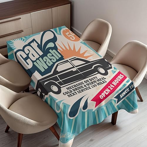 Ambesonne - Mantel retro para lavar el coche, diseño clásico, diseño clásico, rectangular, 59.8 x 89.8 in, multicolor