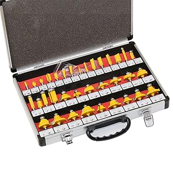 Xianglaa-bit router, Shank Tungsten Carbide Router bit Set Wood Wood Cutter Blade Cutting Formation Wood Milling Box 1/4