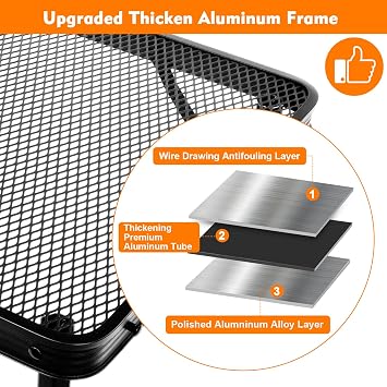4 Ft Metal Folding Table, Folding Grill Table with 16.5/26 in Heights