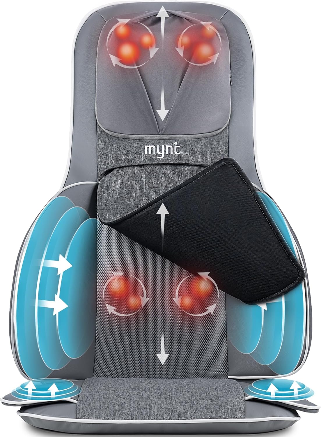 Mynt Masajeador de espalda y cuello para aliviar el dolor de tejido profundo, masajeador Shiatsu 3D de acupresión y espalda con calor, masajeador de