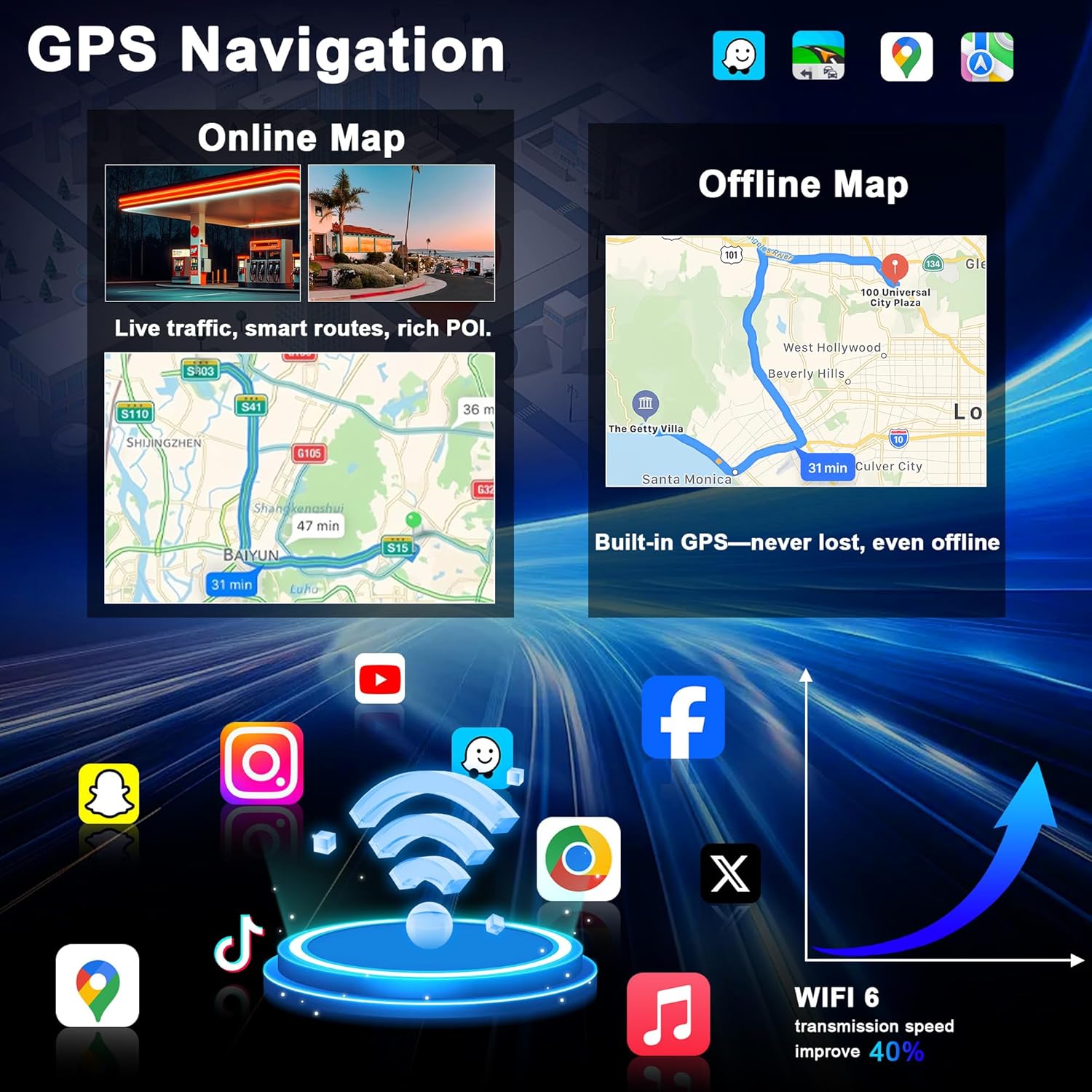 Android 15 Car Radio for Toyota RAV4 2013-2018: 10.2'' 6GB+128GB Car Stereo Upgrade Wireless CarPlay & Android Auto with WiFi 6, Bluetooth, GPS, FM/RDS, EQ, SWC, 1080P Backup Camera