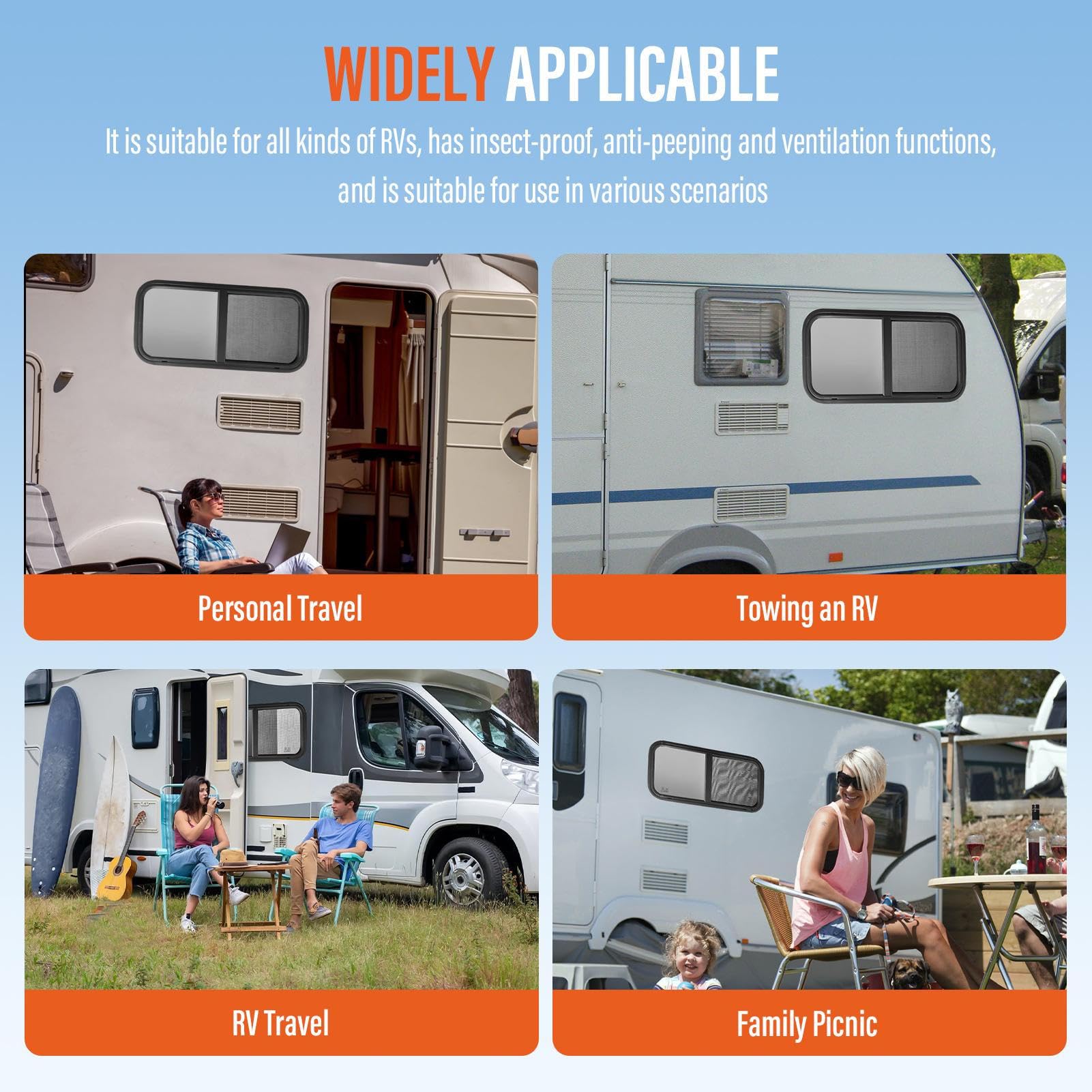 Ventana para autocaravana de 62,5 x 33 cm, repuesto de ventana abatible para autocaravanas, tintada con mosquitera, ventanas lateral con esquinas redondeadas para autocaravana, caravanas