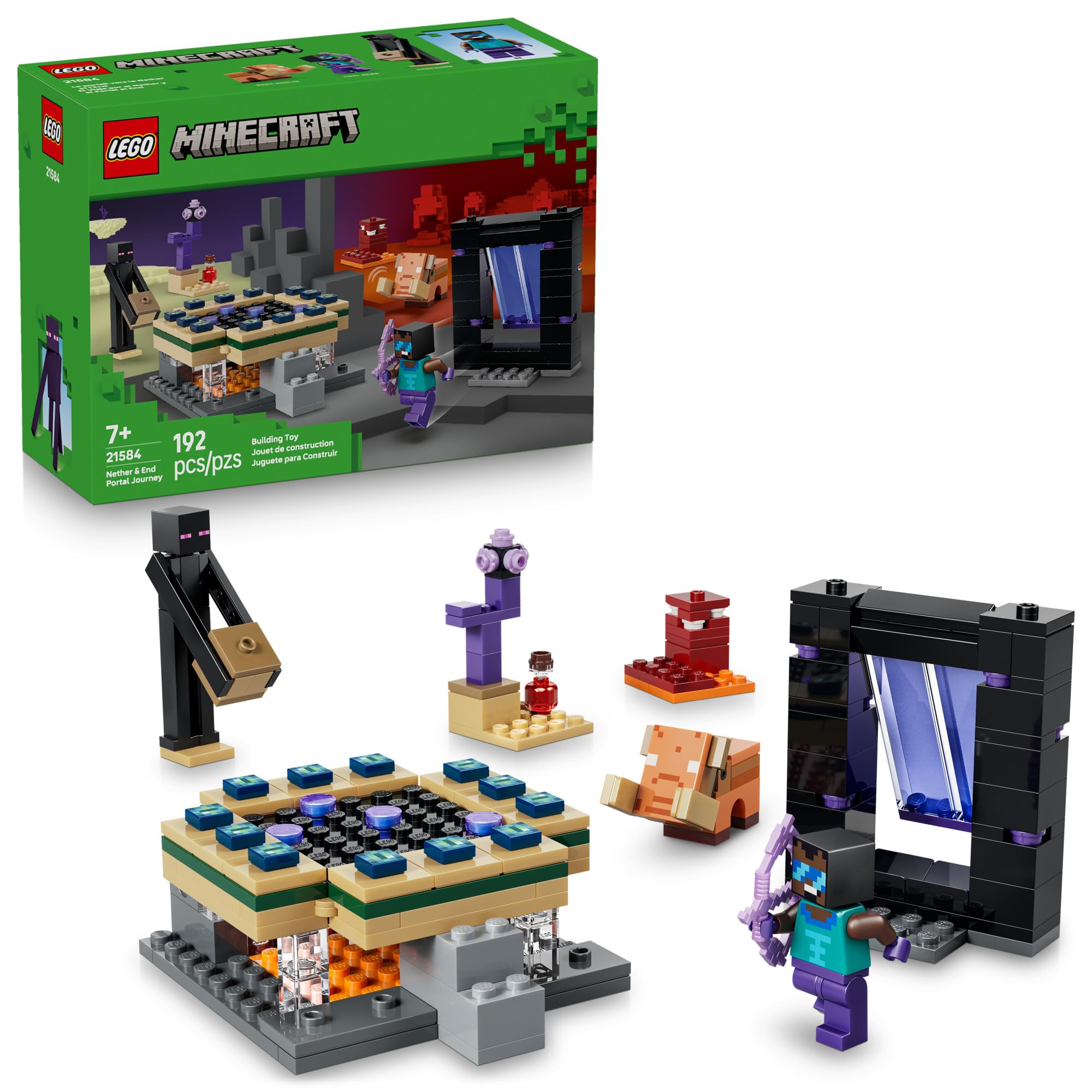 LEGO Minecraft Nether & End Portal Journey 21584 | Building Toys for Boys & Girls, Ages 7+, Video Game Toy Playset, Minecraft Minifigure, 192 Pieces, Gift for Birthdays