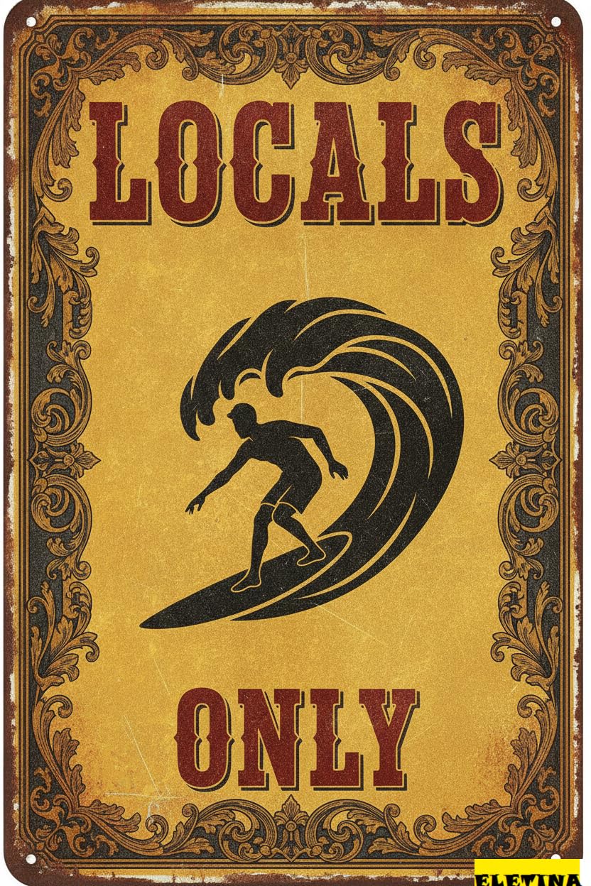 Tin Sign for Man Cave Vintage Made Usa Locals Only Metal 12"x8" Private Property Decorative