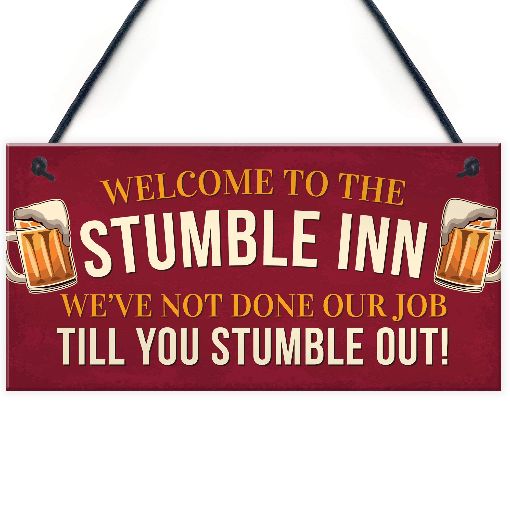Red Ocean Stumble Inn Garden Bar Hanging Plaque Alcohol Man Cave Vintage Beer Gin Shed Sign