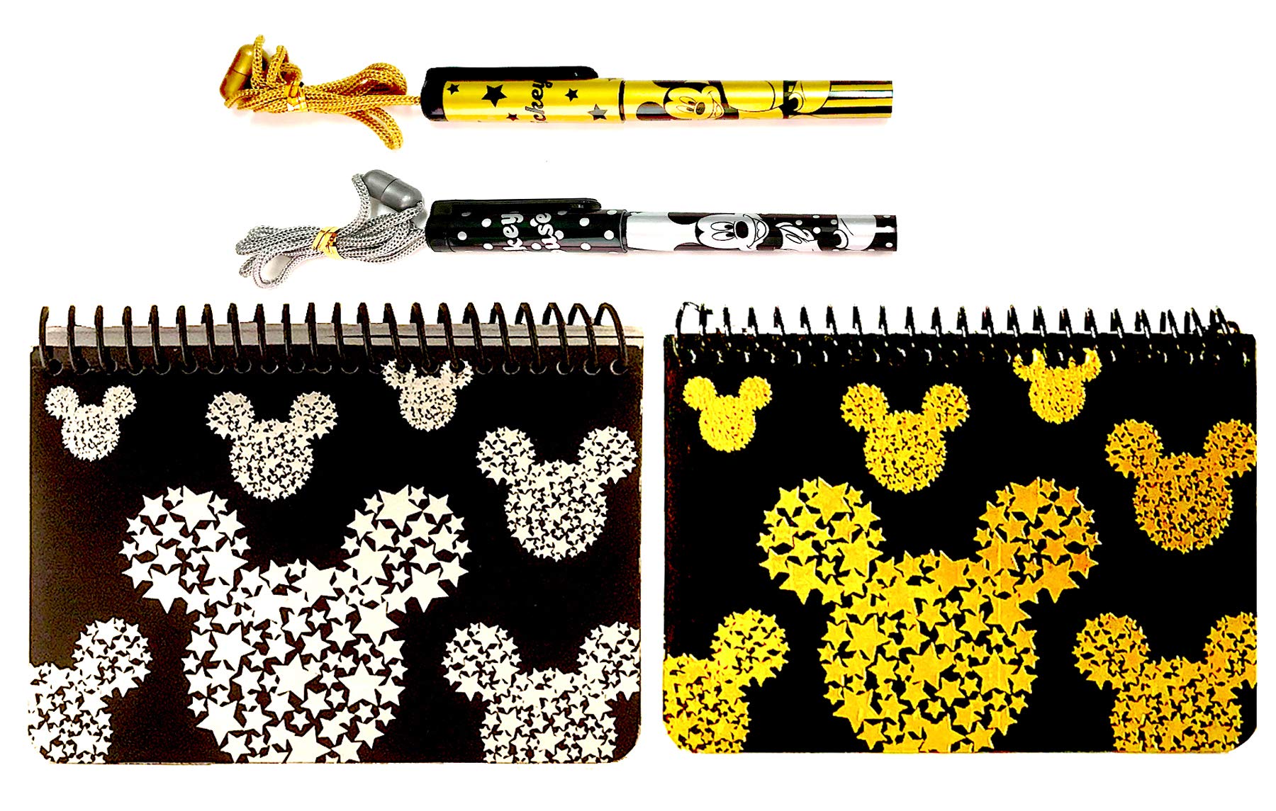 Disney Mickey Mouse Spiral Autograph Books - 2 Books Set with 2 Necklace PENS (STARHEAD with PENS)