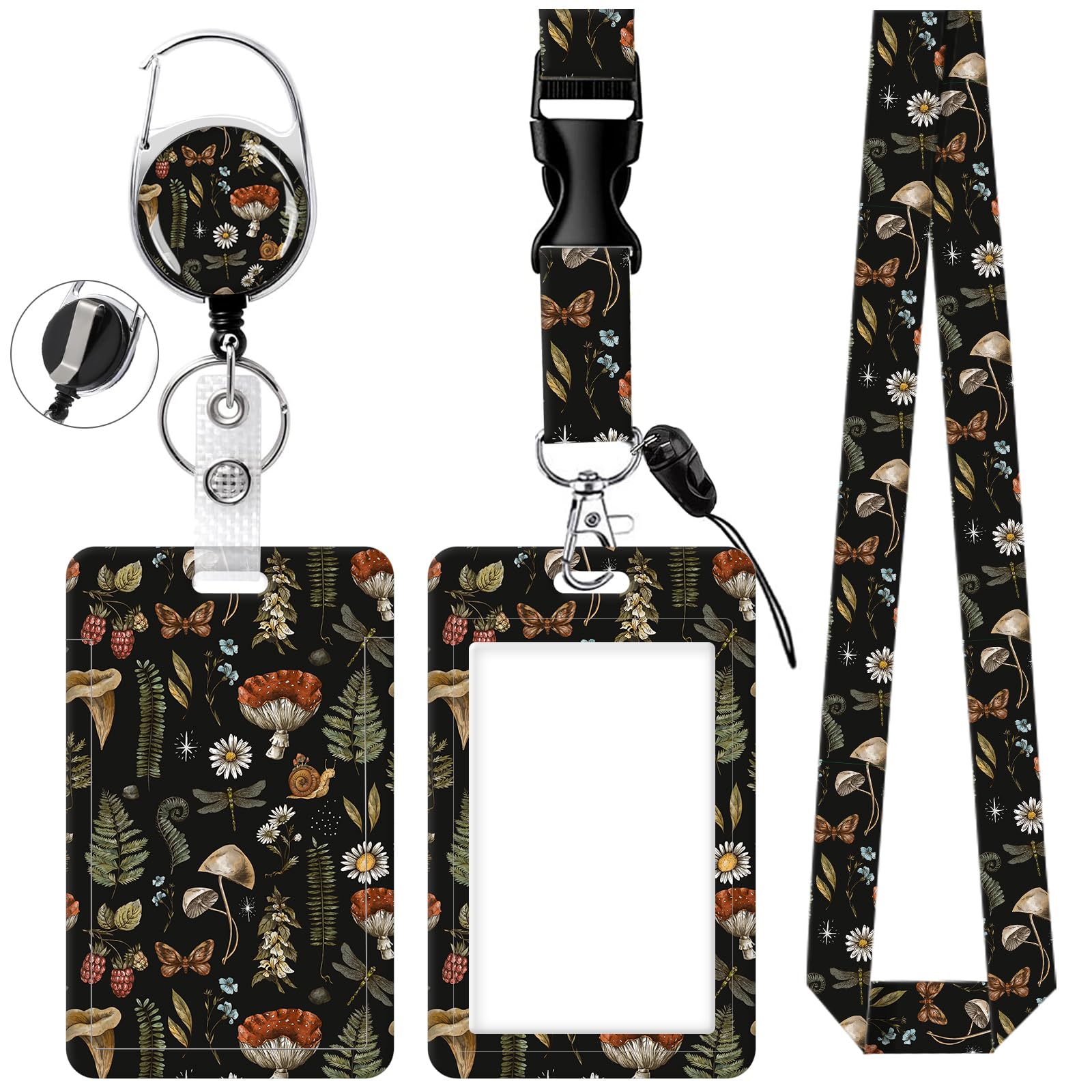 Lanyards for Id Badges Cute Holder with Heavy Duty Retractable Reel Clip Funny Work Card Name Tag Keychain