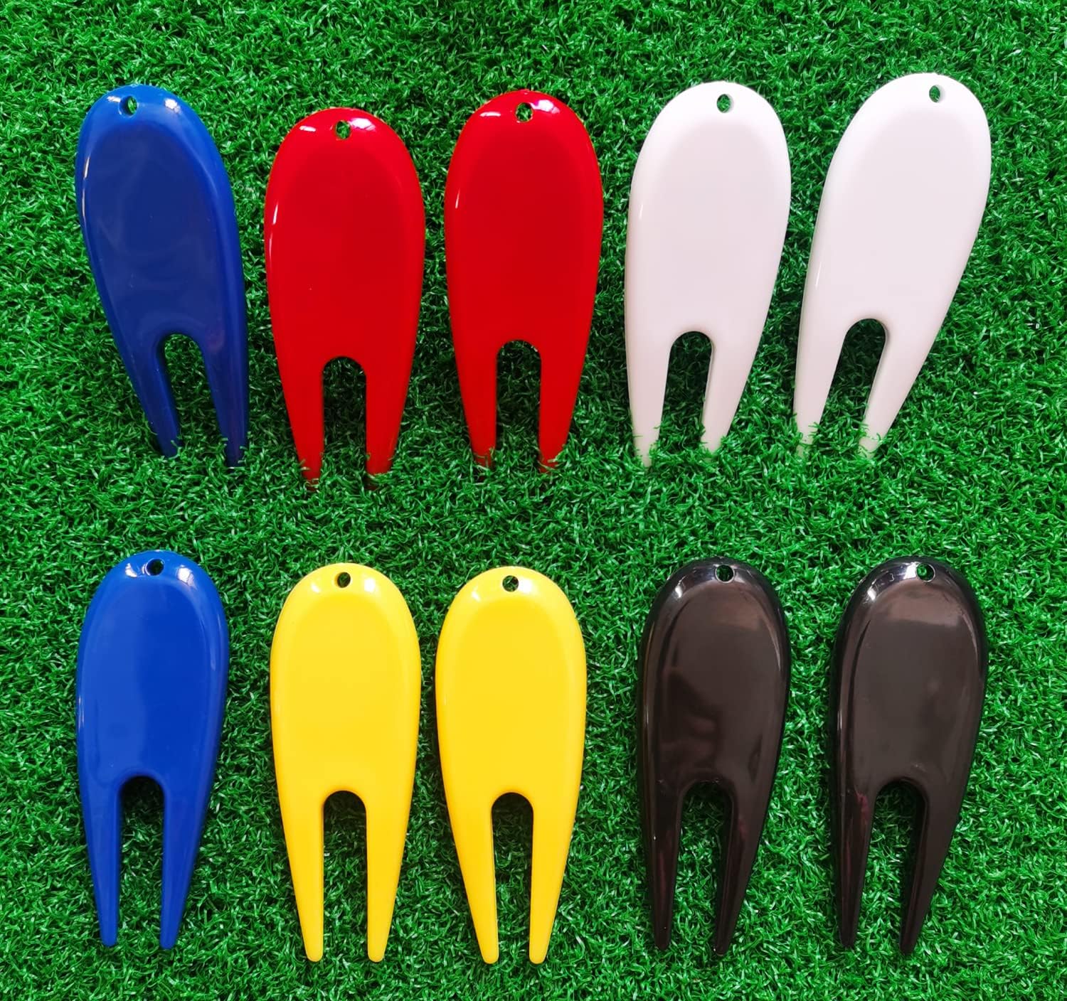 review Adhere 10pcs Golf Divot Repair Tools Plastic Golf Pitchforks 5 Colours Mix Pack