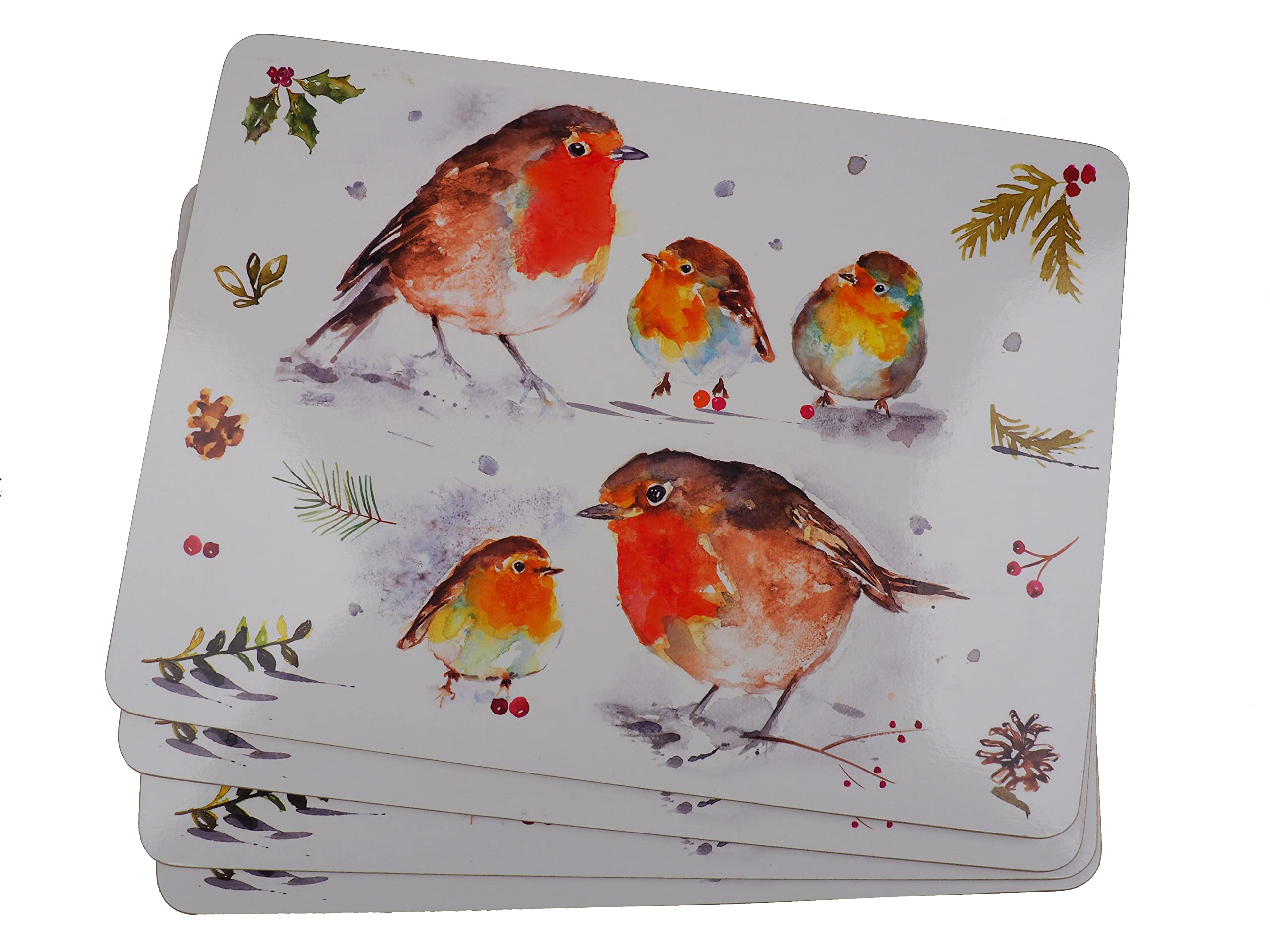 The Leonardo Collection Multicolor Christmas Tableware - Set Of 4 Placemats - Winter Robins Design