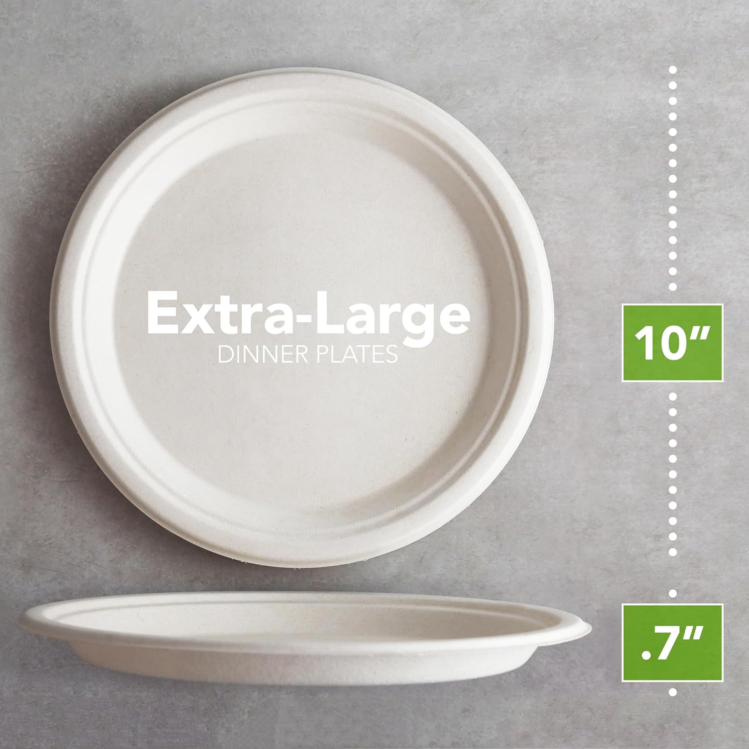 KitchenDine 125 pack | 10 inch Heavy Duty Paper Plate | 100% Compostable Paper | Disposable Biodegradable plate | Natural Brown, Round Plate | Extra Large Dinner Plates