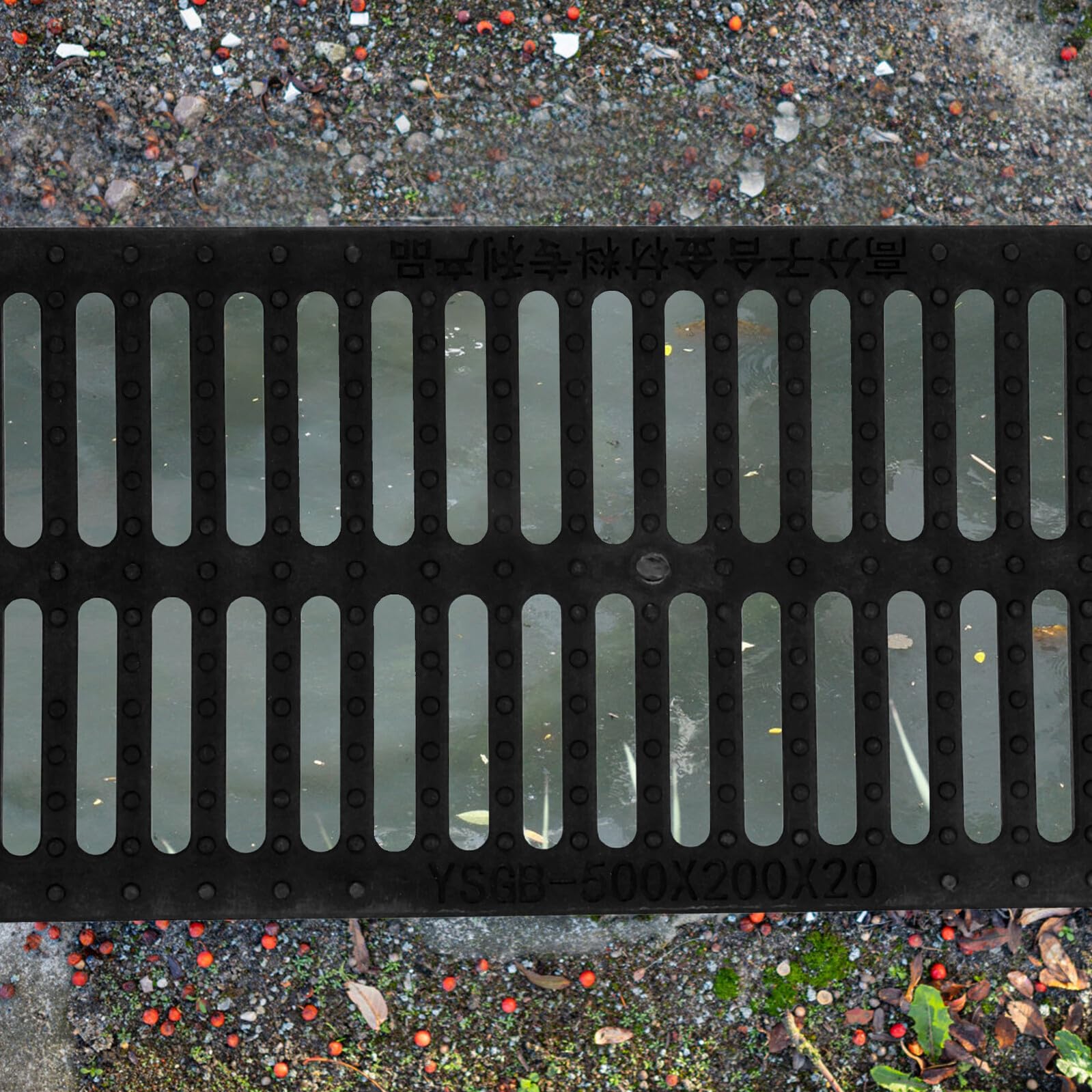 Wymienna pokrywa odpływowa wykopu z żywicy 500 x 200 x 20 mm - plastikowy ruszt kanalizacyjny do zewnętrznych rozwiązań drenażowych i kanału zarządzania wodą deszczową