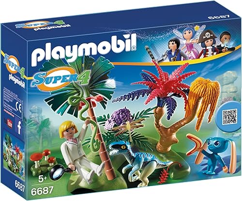 Playmobil Super 4perdido isla con Alien y Raptor Kit de construcción