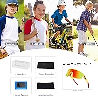 Vista 43 de MVPTGRS Gafas de sol de béisbol juveniles para niños y niñas de 8 a 14 años TR90 con marco para niños, gafas de sol deportivas para sóftbol