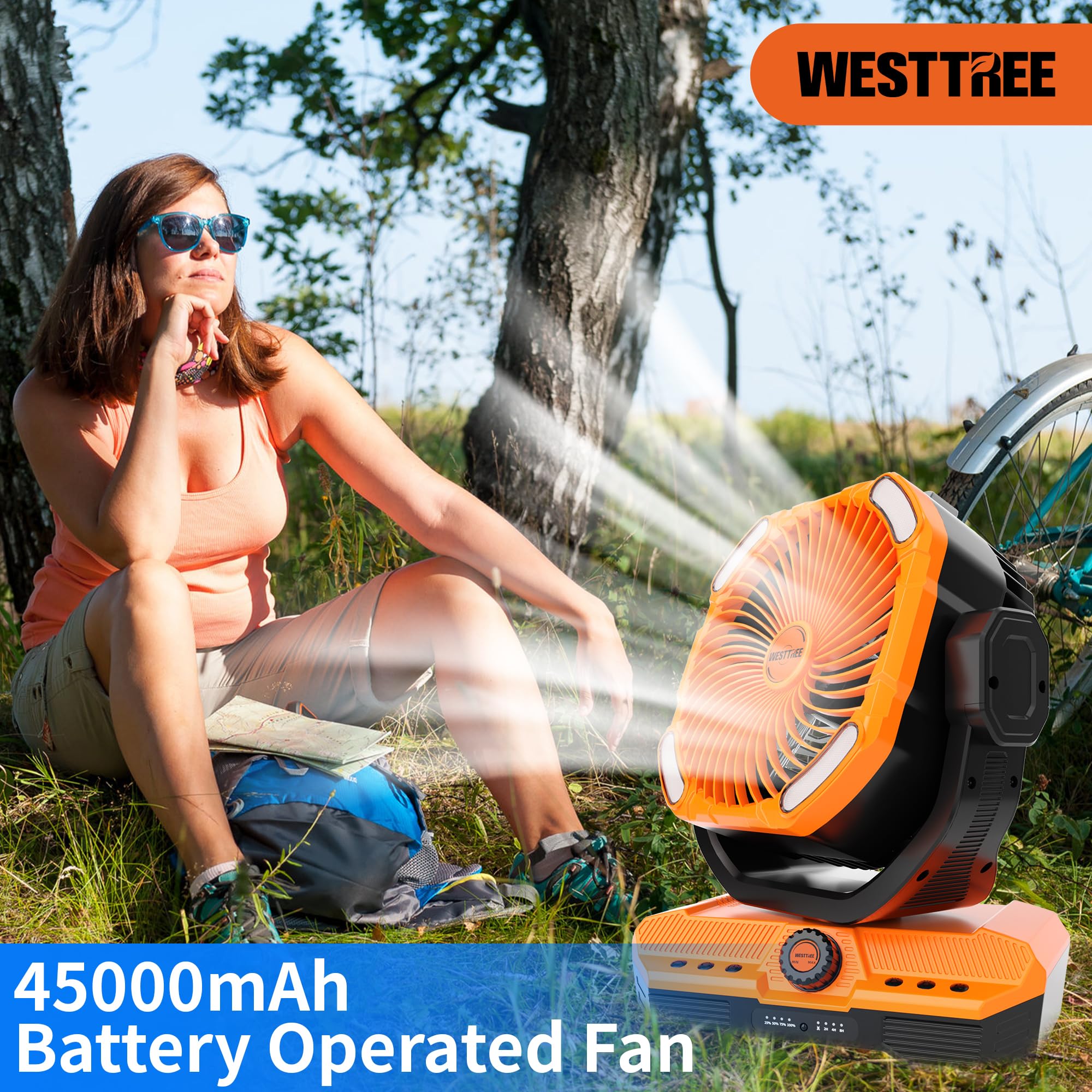 WESTTREE Ventilador de flujo de aire grande X66 naranja - 45 Ah