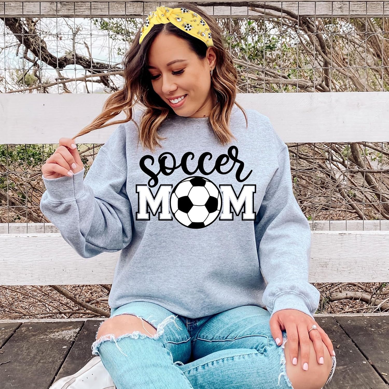 Soccer Headbands for Women Crystal Soccer Embellished Wide Top Knot Headband for Women Game Day Hair Accessories (Yellow) - Image 4