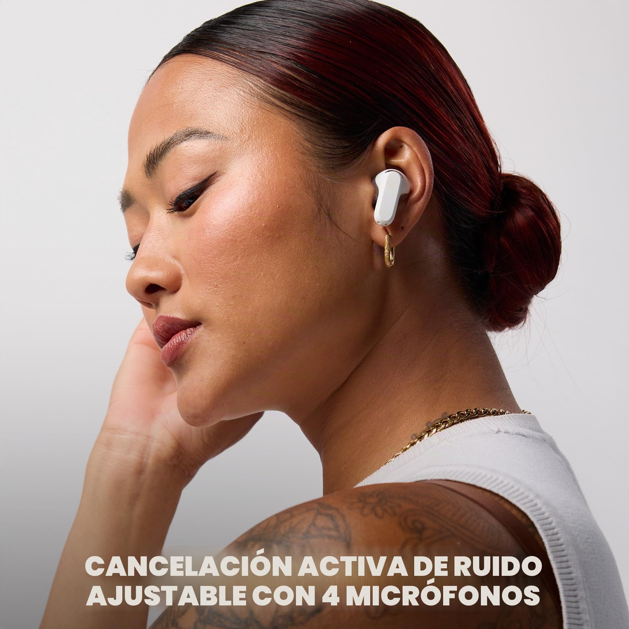 Skullcandy Rail ANC Auriculares In-Ear Inalámbricos con Cancelación de Ruido, 27 h de Autonomía, Micrófono, Compatibles con iPhone Android y Dispositivos Bluetooth. Bone