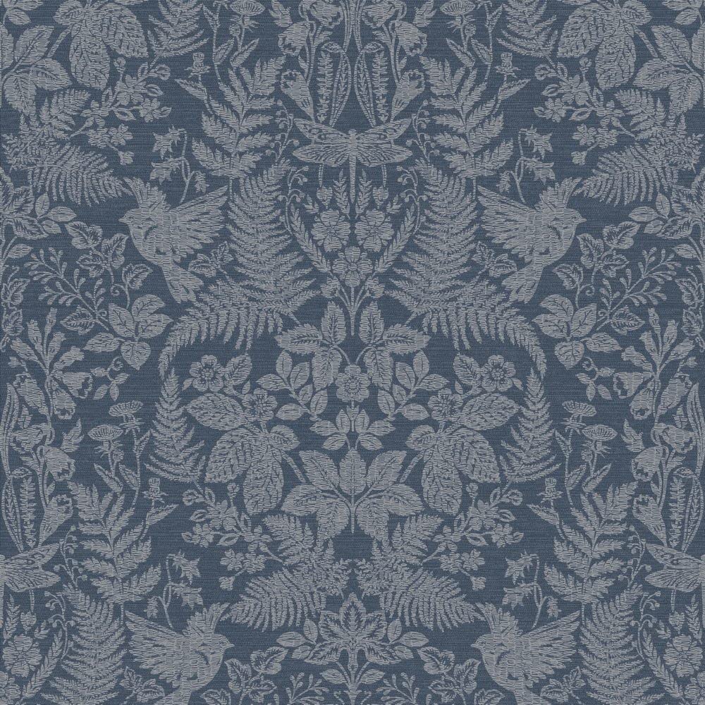 Holden Decor Woodland Stitch Navy Wallpaper 65787 - Linen Effect Wild Nature