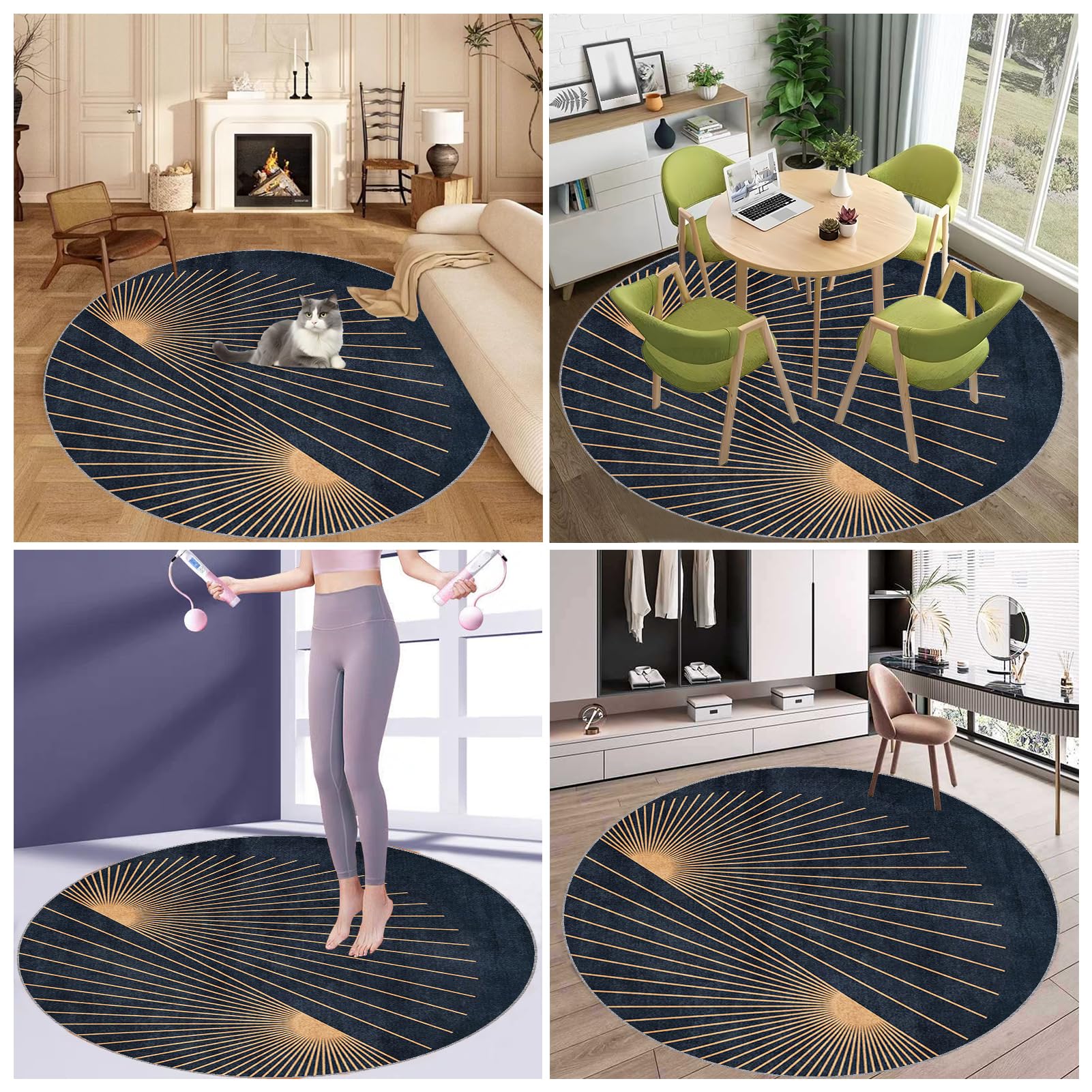 Sedia Ufficio Tappeto Rotondo Gaming Pavimento Tappetino di Protectors Pavimenti per Parquet Piastrelle Tappeto Salvapavimento Tappetino Tappetino Rotondo per Pavimento Multiuso 90 cm