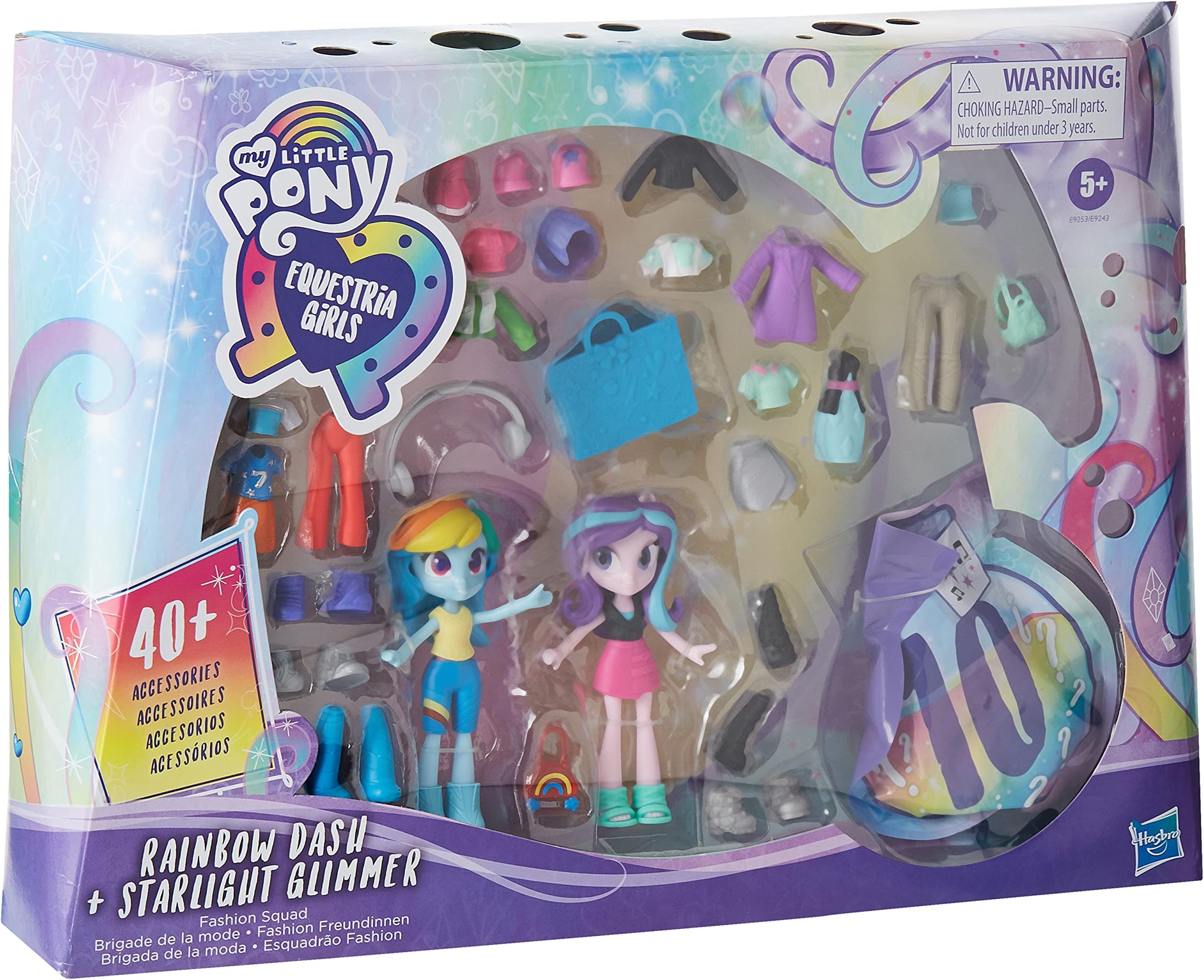 My Little Pony Equestria Girls Fashion Squad Rainbow Dash and Starlight Glimmer Mini Doll Set Toy with Over 40 Fashion Accessories