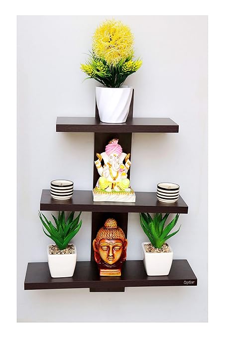 Captiver Engineered Wood Wall Mounted Decorative Open Books Shelf Rack Tv (Tier 3,Wenge) Living Room Library Bedroom Office Multipurpose Organizer Floating Self Holders