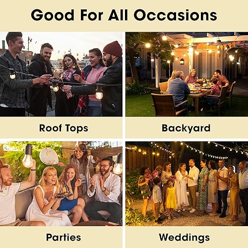 Miniatura 6 de Salida de iluminación navideña LED para patio al aire libre | Cadena de luces colgantes para exteriores de 46 pies | Incluye 16 bombillas de