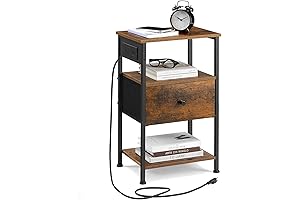 Beside Table: VASAGLE Nightstand with Charging Station