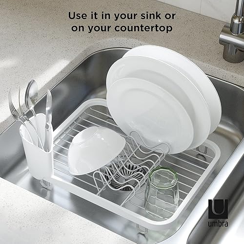 Miniatura 5 de Umbra Sinkin - Escurridor de platos con soporte extraíble para cubiertos para fregadero o encimera estándar color blanco
