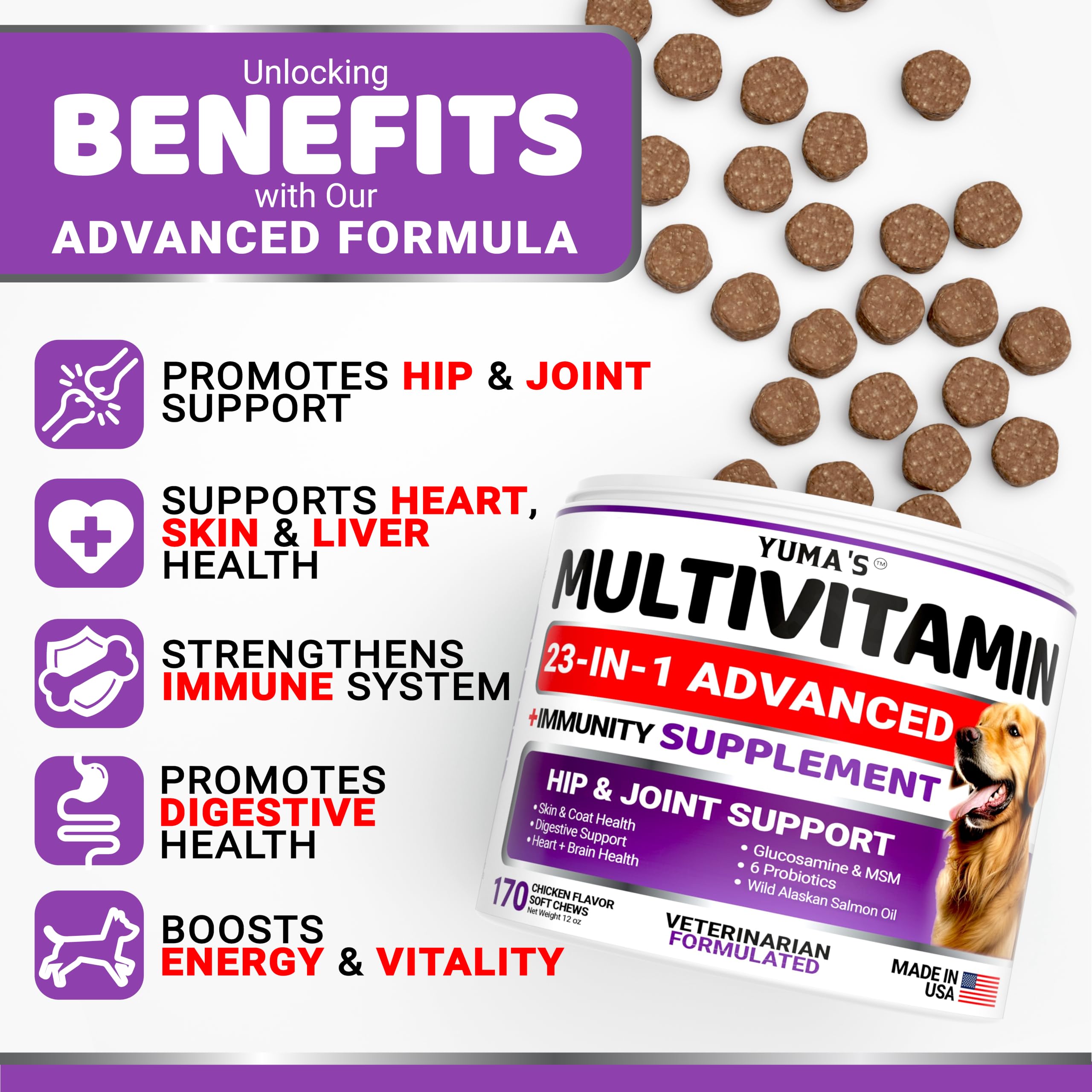 Dog Vitamins and Supplements - 170 Chews - Dog Multivitamin Chewable — Amazon image 2