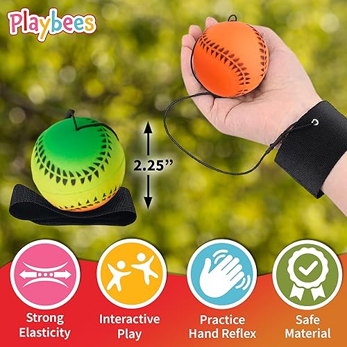 Miniatura 4 de Pelotas de béisbol de muñeca neón reactivas, paquete de 6, pelotas deportivas de práctica para actividades al aire libre divertidas para niños,