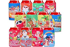 HOWAF Christmas Cooler | 12 PCS Tropical Christmas Can Cooler Sleeves