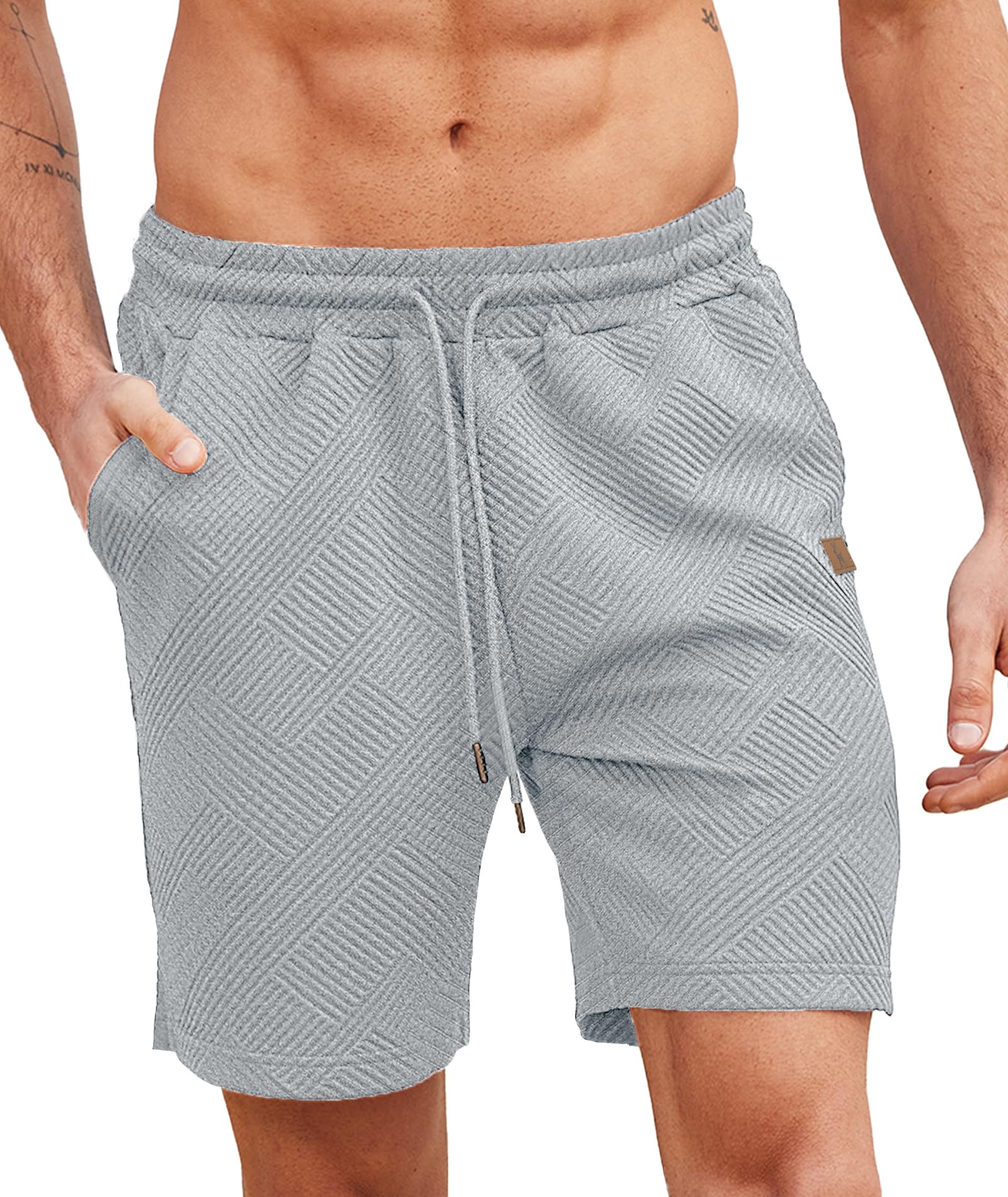 ZITY Textur Kurze Hosen Herren Sommer Casual Shorts Elastische Taille Leichte Freizeithose mit 3 Taschen M-3XL