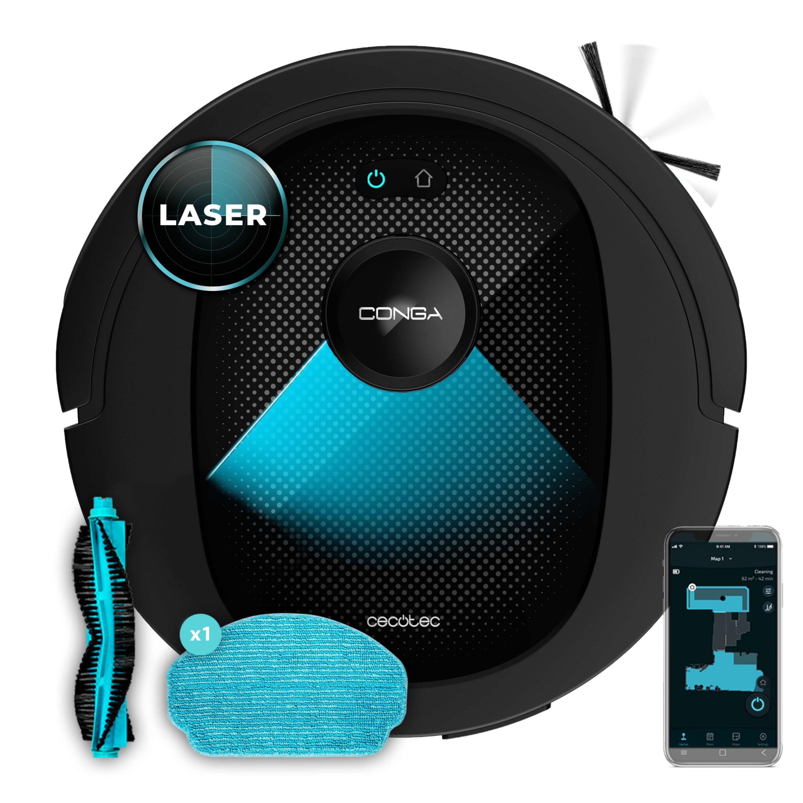 Cecotec Robot Aspirador 4 en 1 con Navegación Láser Conga 7490 Ultimate X-Treme X. 4000...