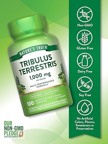 Miniatura 3 de Nature's Truth Tribulus Terrestris para hombres | 1000 mg | Cápsulas | Suplemento sin OMG y sin gluten