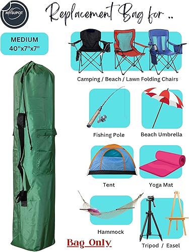Miniatura 5 de MYSUPOT Bolsa de repuesto de 40 x 7 x 7 pulgadas (verde, M) para silla de campamento plegable, portátil, hamaca, esterilla de yoga, silla de playa,