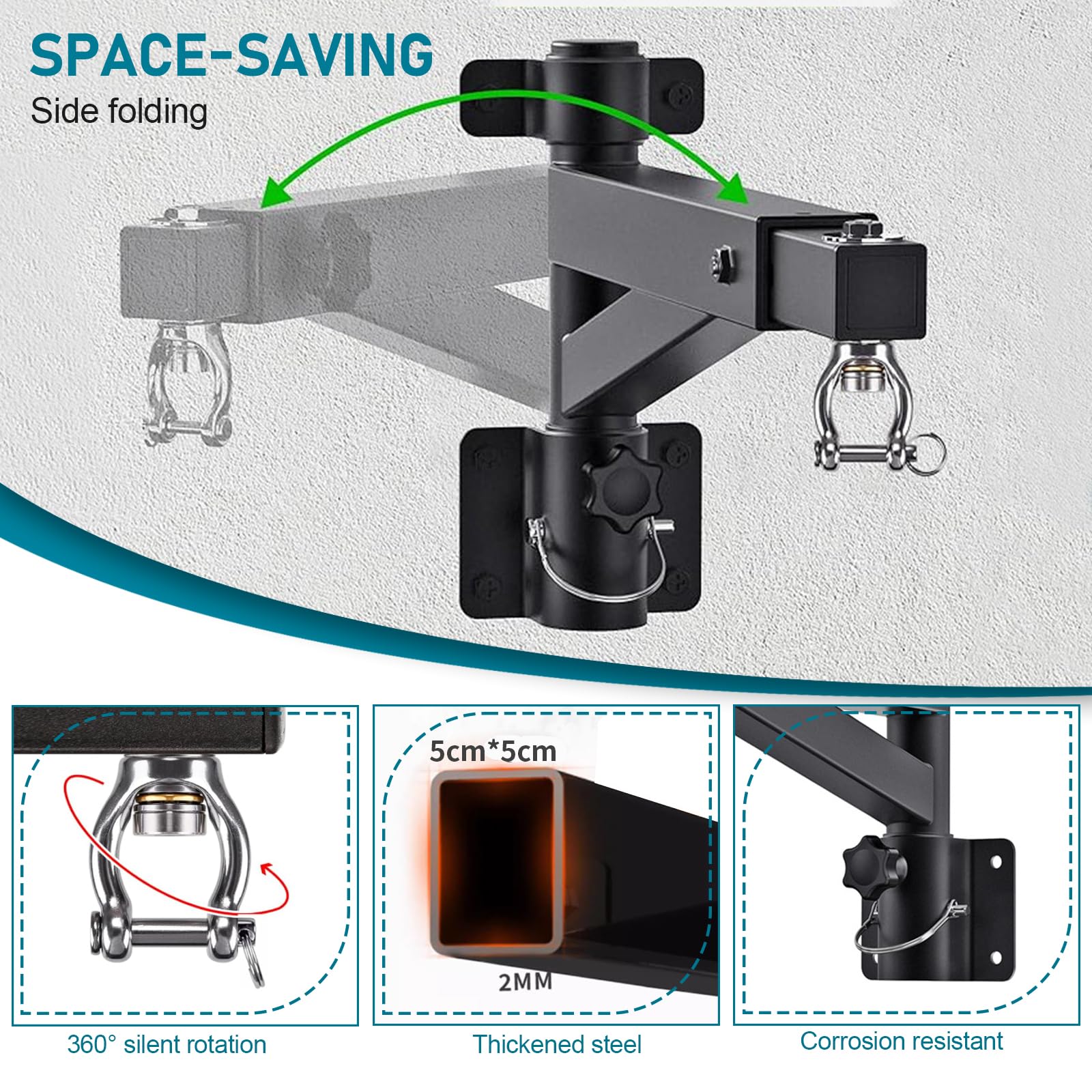 Soporte de pared para saco de boxeo, soporte giratorio de alta resistencia, soporte de pared ajustable para sacos de boxeo, kickboxing y speed bags, regulable de 43 a 63 cm, hasta 113-227 kg