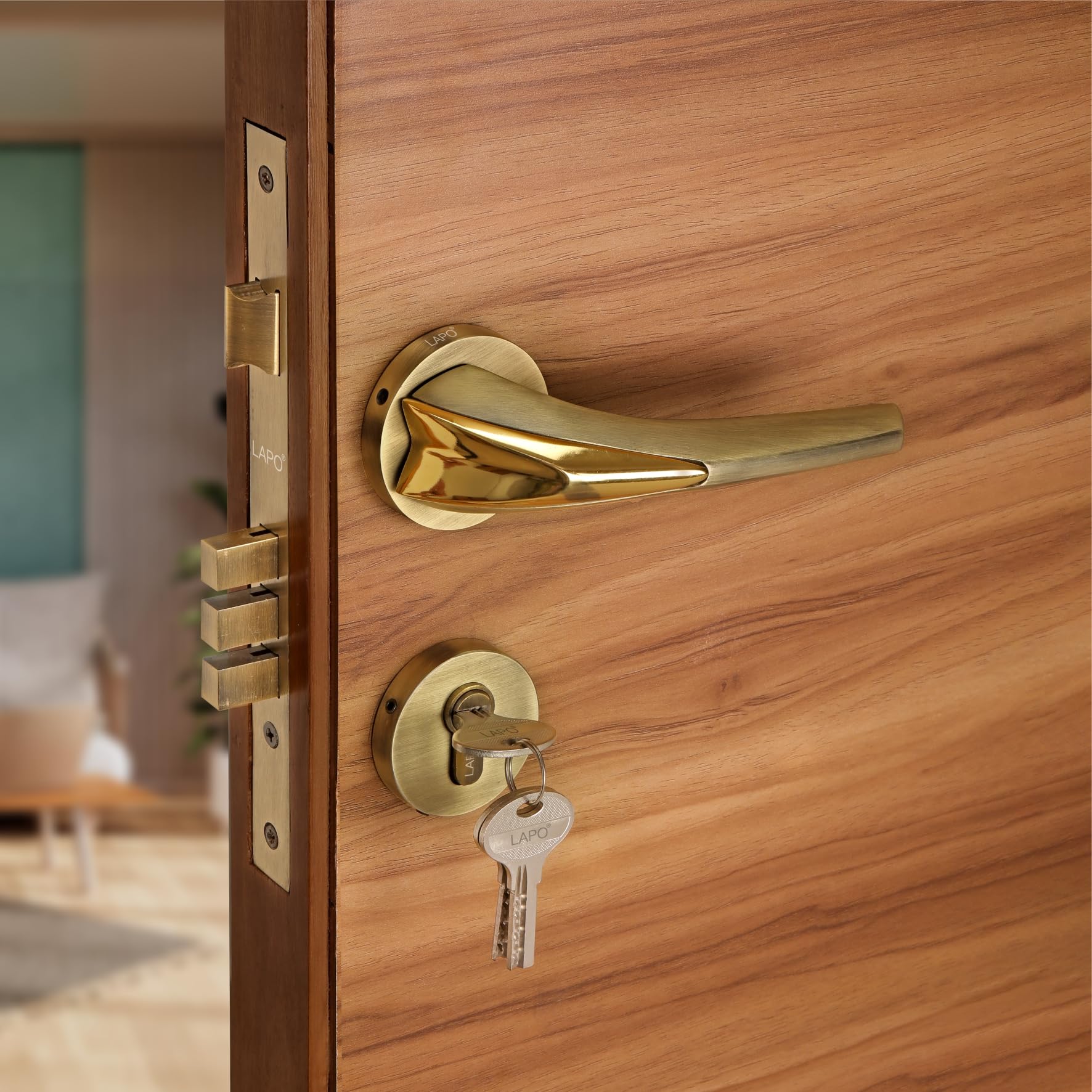 LAPO Deluxe Door Locks for Main Door/Door Lock for Bedroom/Mortise Door Lock Set/Door Lock Handle Set with 3 Brass Key for Home,Office,Hotel | Antiqiue Finish | 3 Years Warranty Ro-104 (B09JP9TFZT) Amazon Price History, Amazon Price Tracker