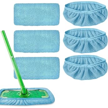 Pack of 6 for Swiffer Moist Floor Cloths - Floor Mop Replacement Cover Ideal for SwifferWet Reusable Washable Microfibre Floor Cloths Dry for Swiffer Wet/Dry Sweeper Mop Blue