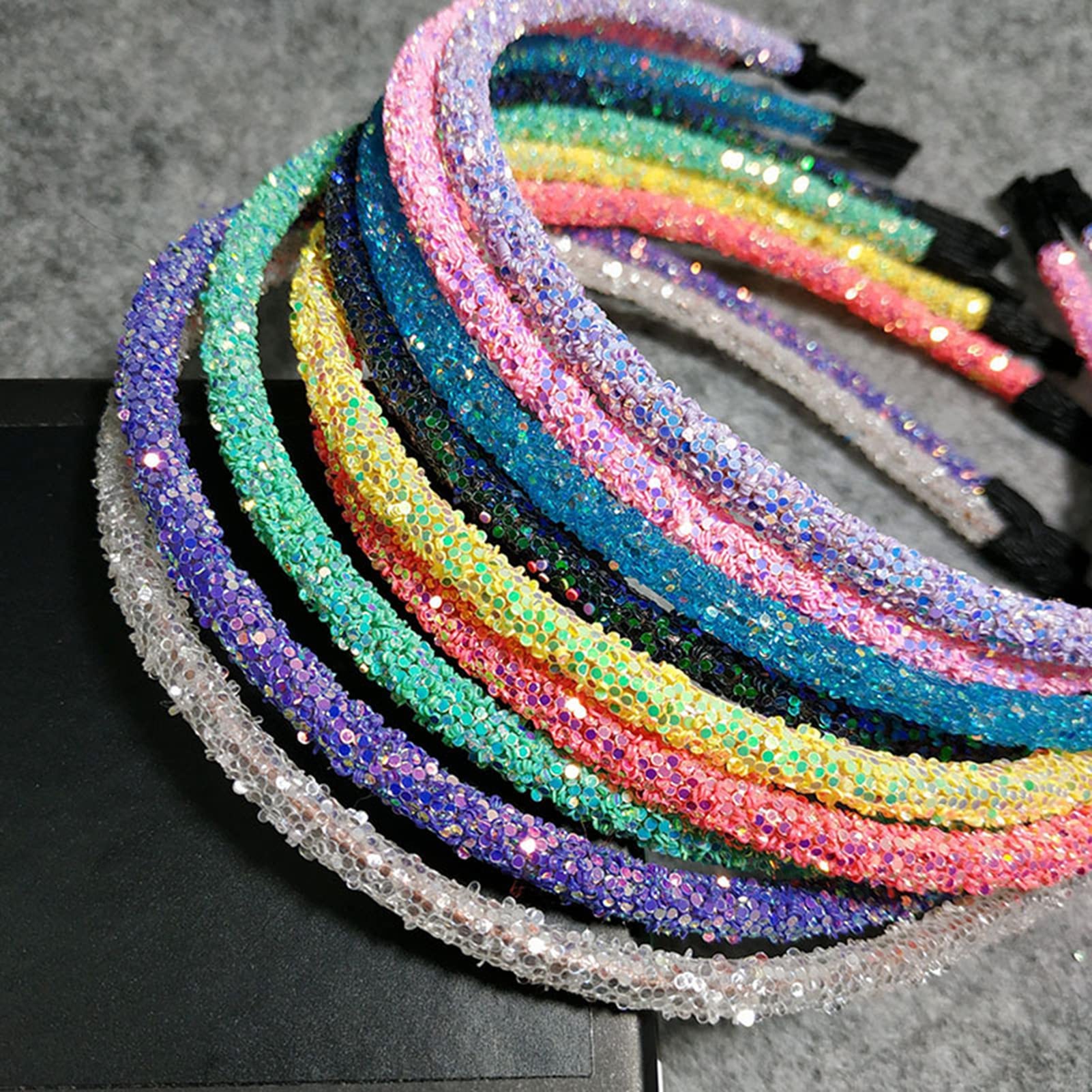 Barrettes, Fashion Glitter Sequined Hair Hoop Hairband Women Opaska do mycia twarzy Nakrycia głowy (jasnozielony jeden rozmiar)