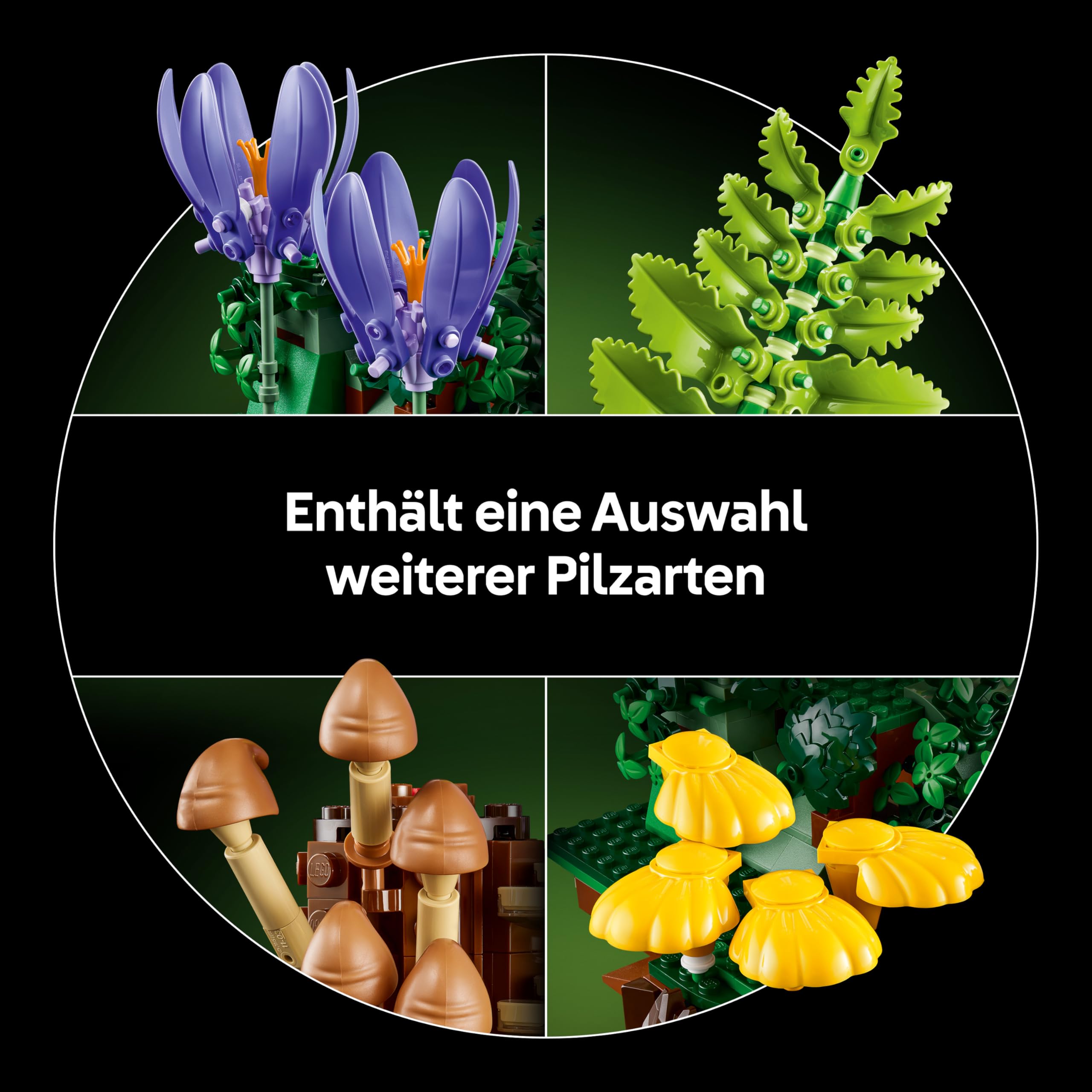 LEGO Botanicals Waldpilze - Künstliches Pflanzen Set für Erwachsene - inkl. Fliegenpilz & Kunstblumen für Wohnzimmer- oder Schlafzimmer Deko - DIY Geschenkidee - 11505
