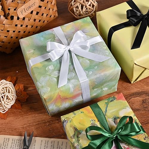 Miniatura 118 de Cinta de satén rosa polvoriento de doble cara de 1/4 pulgadas x 50 yardas, cintas de poliéster polvorientas para envolver regalos, cinta de tela