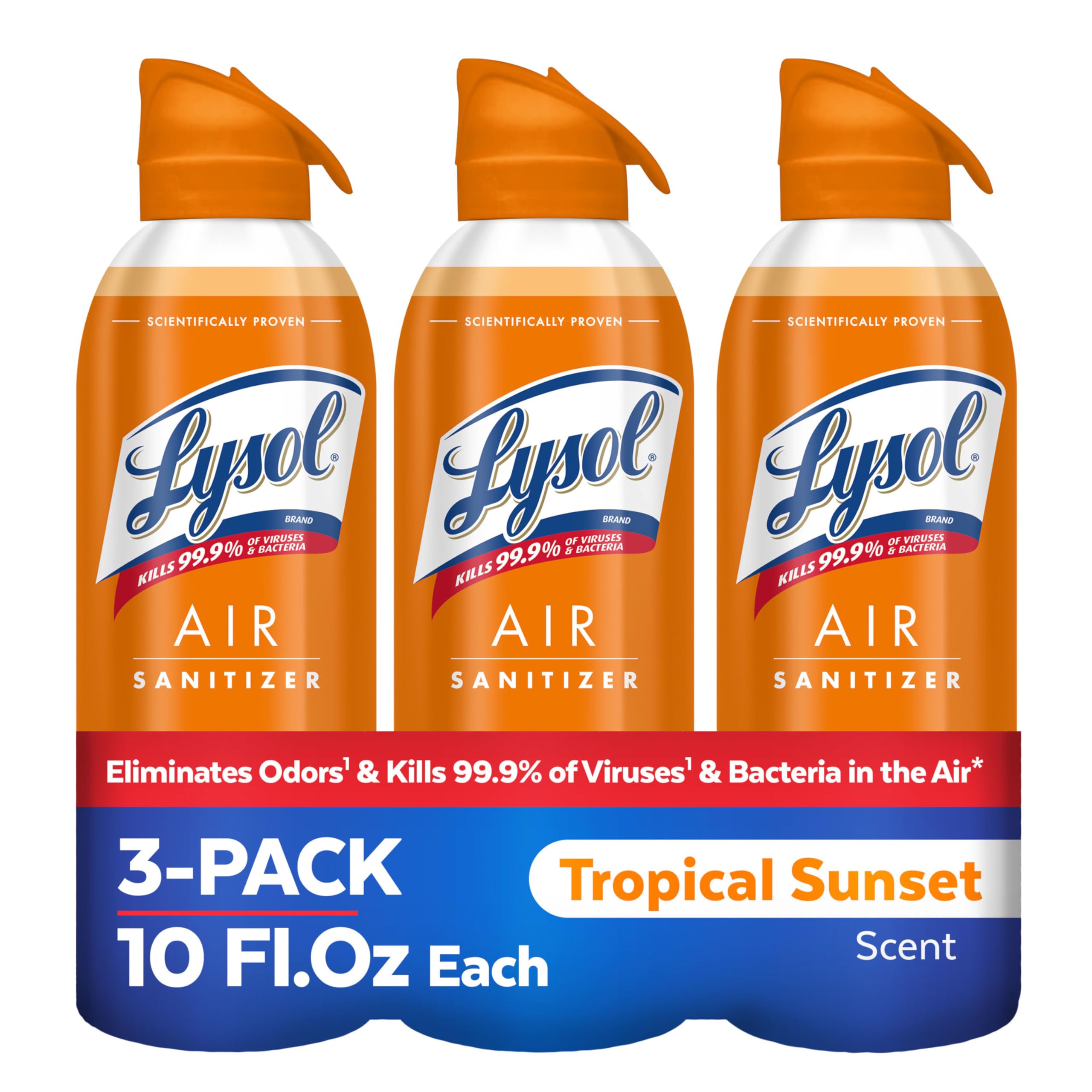 Lysol Air Sanitizer Spray with Odor Eliminator for Home Office Sanitizing Spray Air Freshener Alternative Tropical Sunset Scent