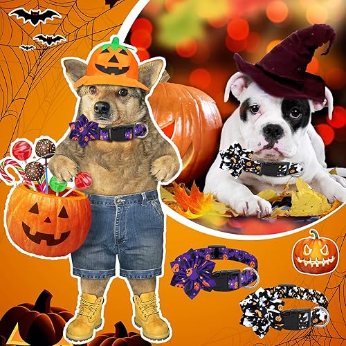 Miniatura 2 de 6 collares de perro de Halloween con flor de arce para otoño, collar de pavo para mascotas, collar de calabaza, Acción de Gracias, Navidad, collar