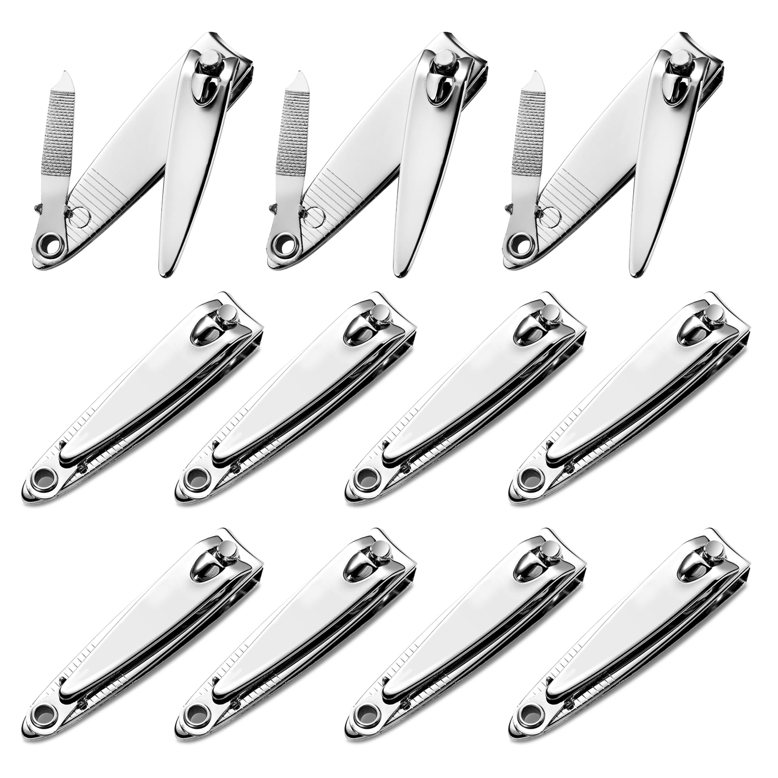 Nail Clippers with File Bulk - 24 Pack Multipack for Women & Men, Swing-Out Nail Cleaner, 2.36-Inch Fingernail Clippers Attached Filer, Durable Small