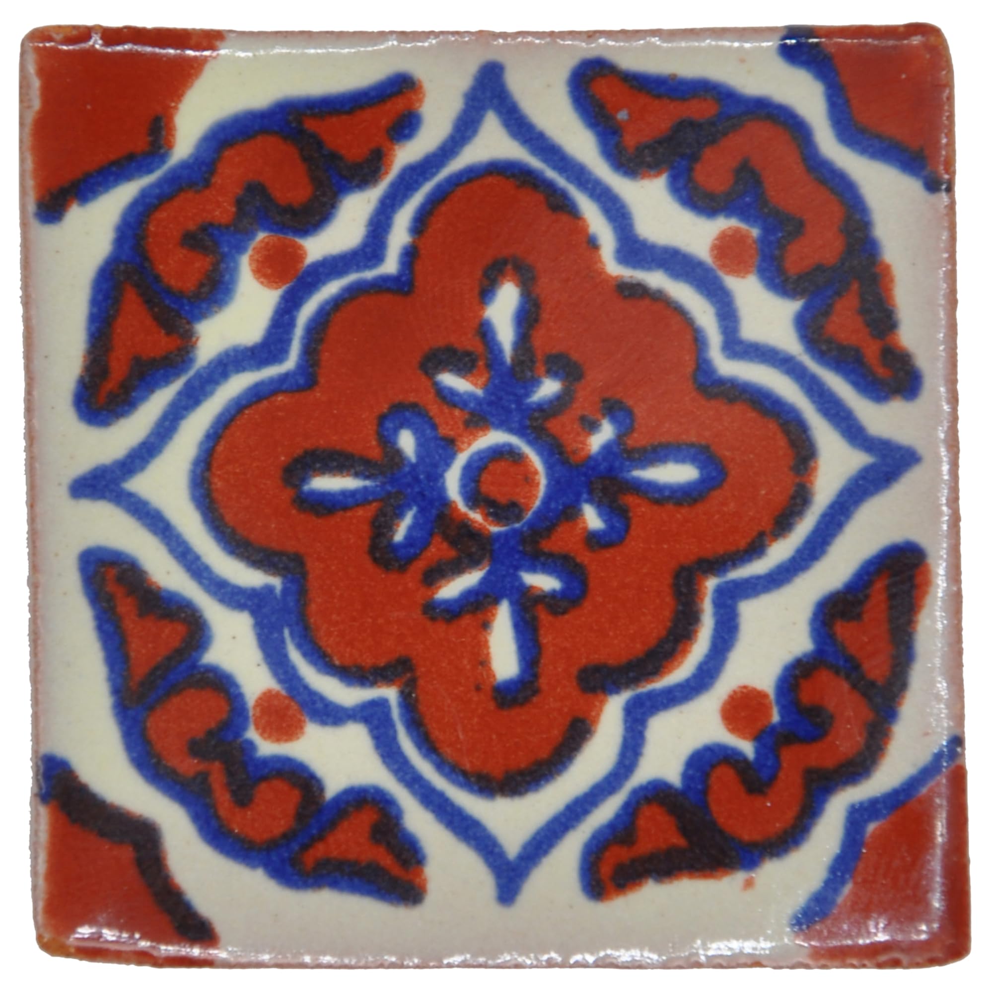 Tumia Lac Light Handmade Mexican Talavera Tile - Authentic Style Dani Ceramic Tiles For Crafts, Backsplashes And Home Improvement - 50 Pack
