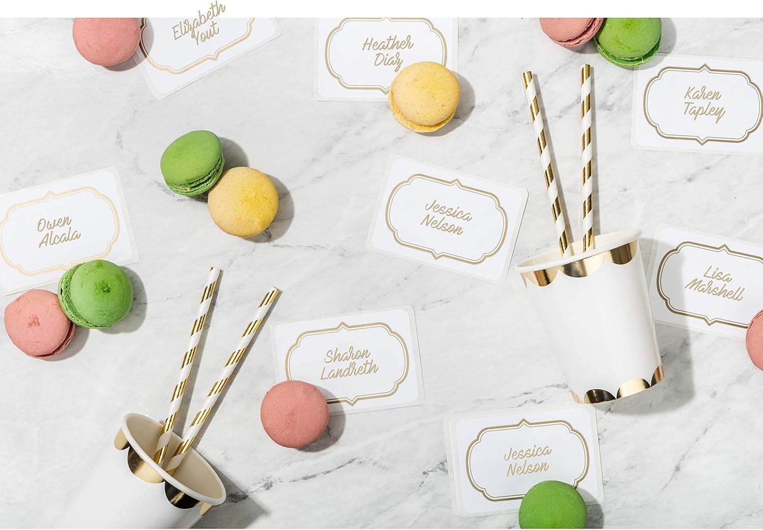 Avery Self-Adhesive Removable Name Tag Labels, Gold Metallic Border, 2-1/3 x 3-3/8, 40 Name Badges (8720), Gold Border