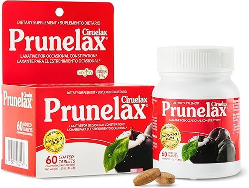 Prunelax Ciruelax - Laxante natural regular para estreñimiento ocasional, ciruelas pasas, 60 tabletas