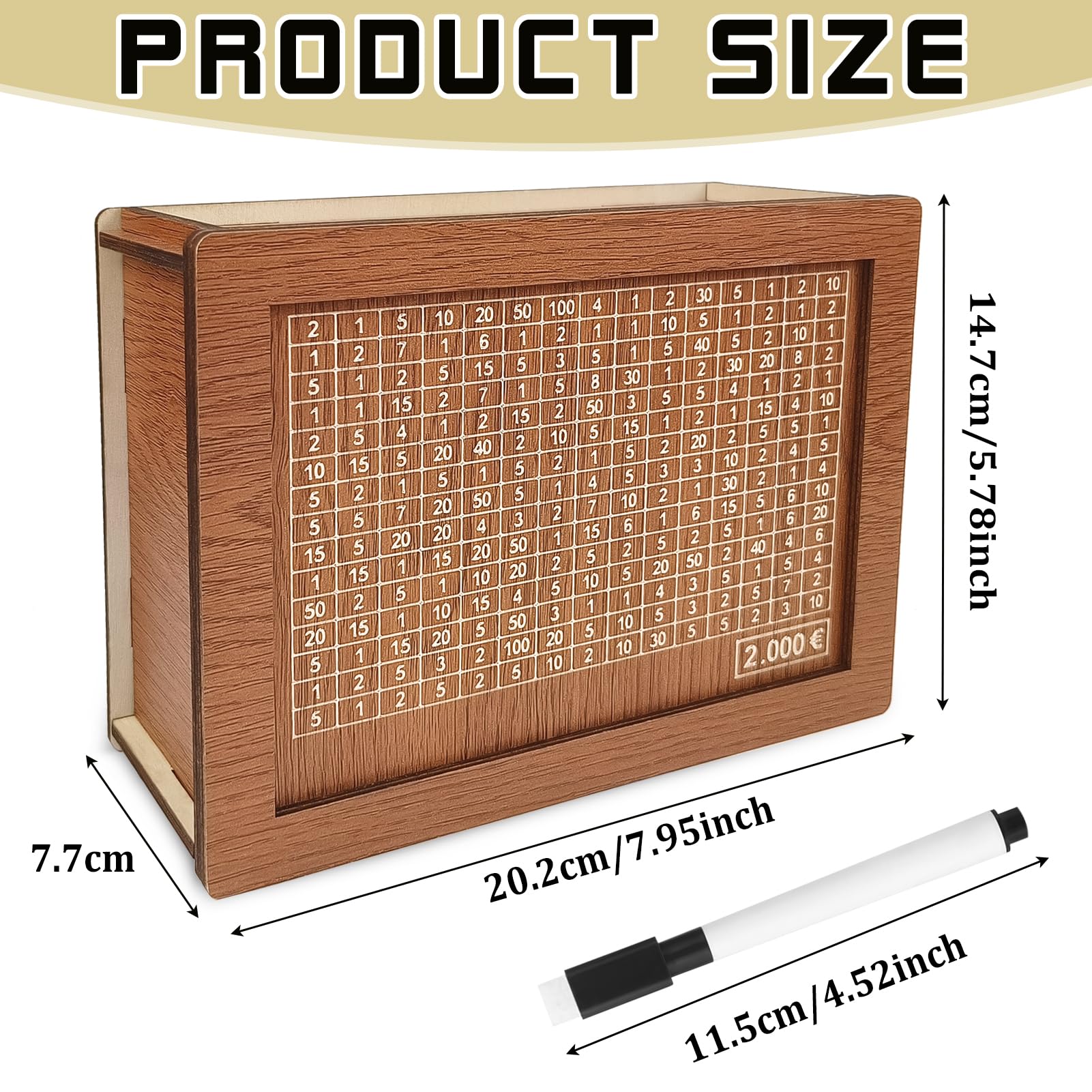 Hucha de Madera Retro con Objetivos de Ahorro, Reutilizable para Niños