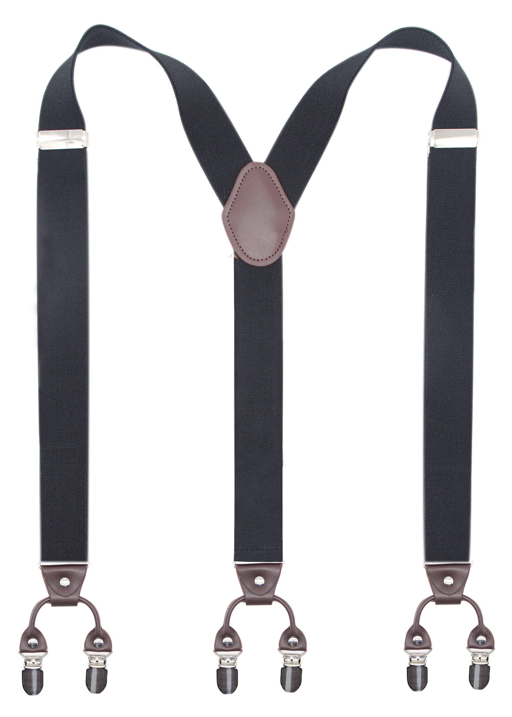 Men’s Heavy Duty Y-Back Suspenders, 6 Strong Metal Clips Adjustable Elastic Straps for Work, Tuxedos, and Daily Wear